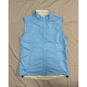 Peter Millar Women Sz M Reversible Golf Windbreaker Vest Blue Yellow Full Zip E4